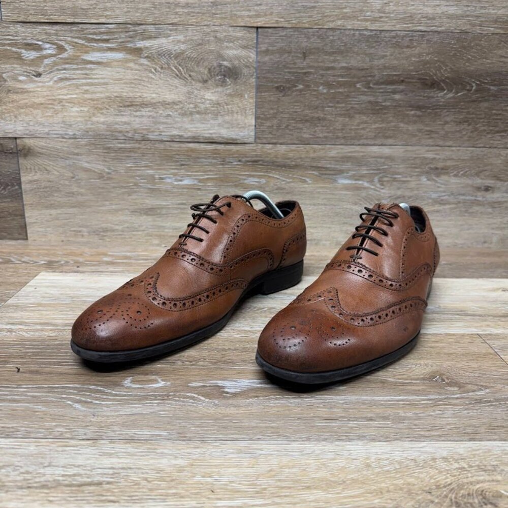 Clarks Brown Leather WingTip Oxfords Men's Size 10